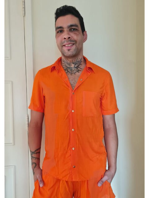 CAMISA MARIA JOÃO MANGA CURTA LARANJA