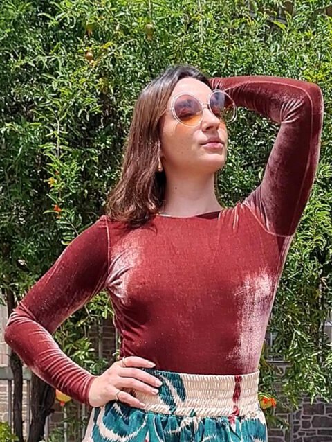 BODY REBECA VELUDO MARROM
