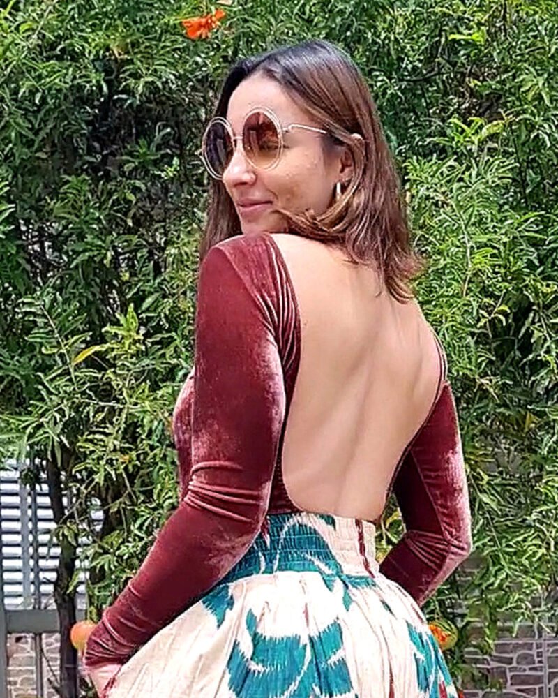 BODY REBECA VELUDO MARROM - Imagem 2