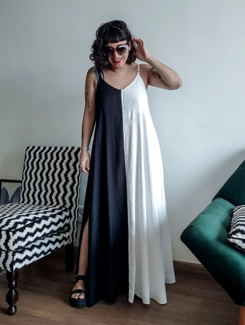 VESTIDO DANI BICOLOR PRETO E BRANCO