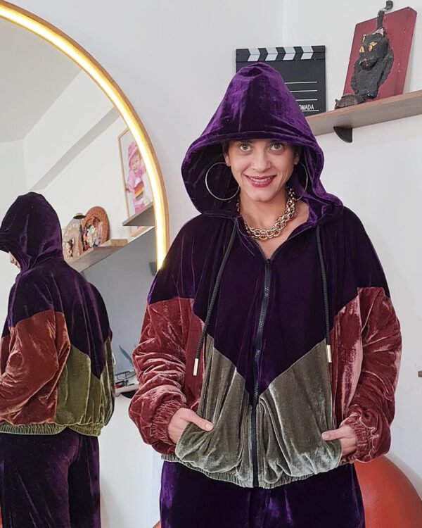 JAQUETA FÊNIX RECORTES VELUDO ROXO BERINJELA, VERDE, MARROM - Imagem 2