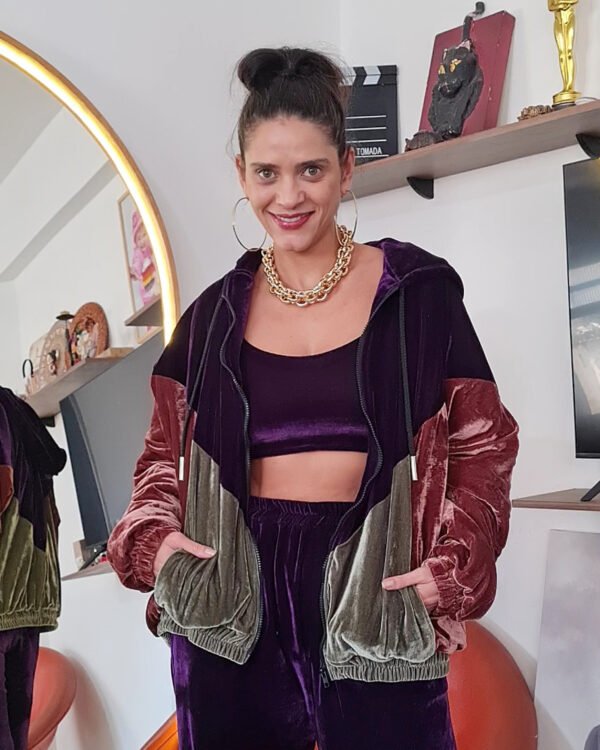 JAQUETA FÊNIX RECORTES VELUDO ROXO BERINJELA, VERDE, MARROM - Imagem 3