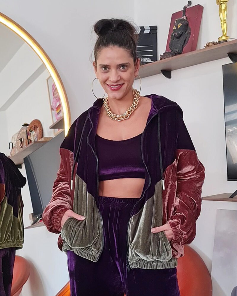 JAQUETA FÊNIX RECORTES VELUDO ROXO BERINJELA, VERDE, MARROM - Imagem 3