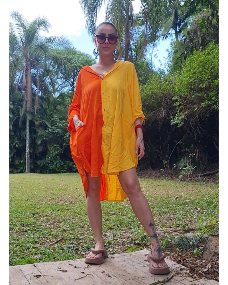CAMISÃO CRIS MÉDIO BICOLOR AMARELO E LARANJA - Imagem 3