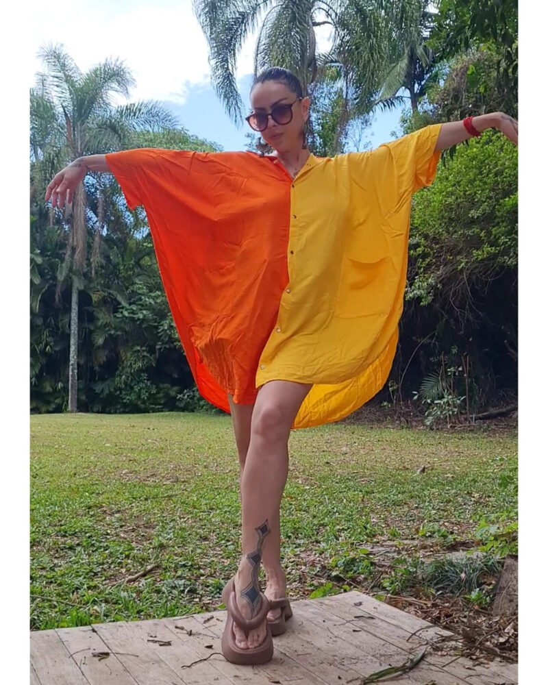 CAMISÃO CRIS MÉDIO BICOLOR AMARELO E LARANJA - Imagem 2