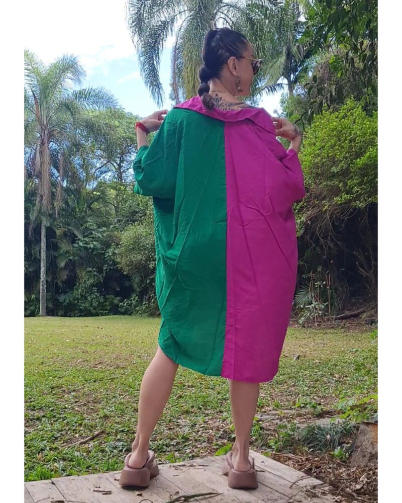 CAMISÃO CRIS MÉDIO BICOLOR FUCSIA E VERDE - Imagem 2