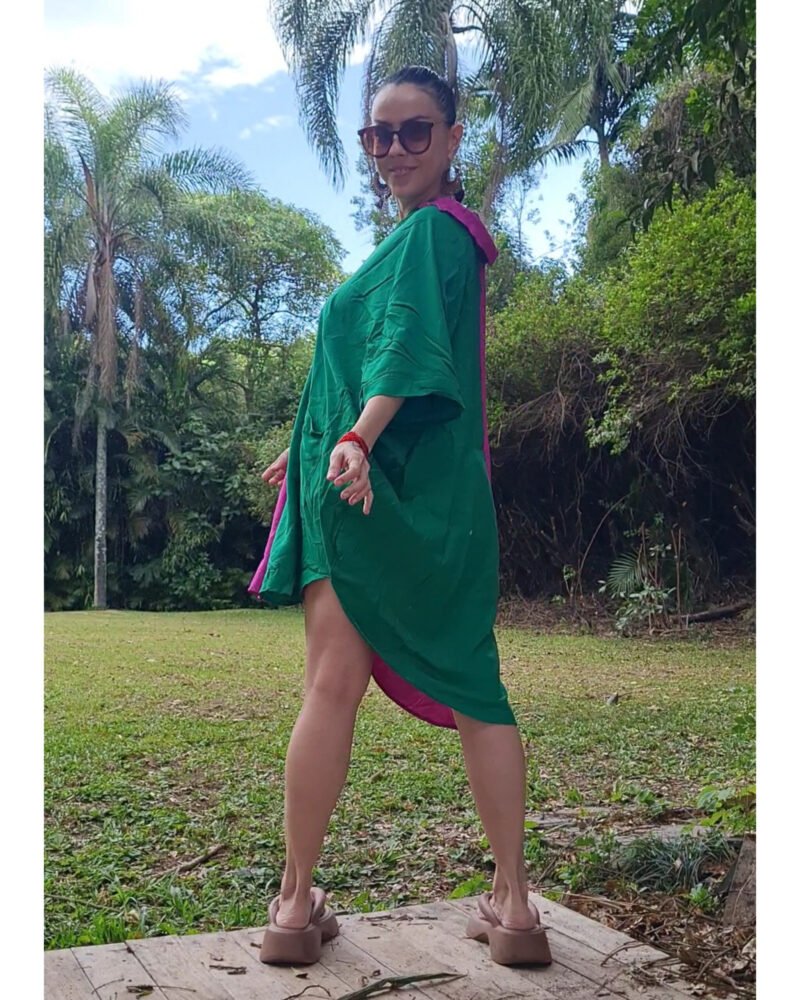 CAMISÃO CRIS MÉDIO BICOLOR FUCSIA E VERDE - Imagem 3