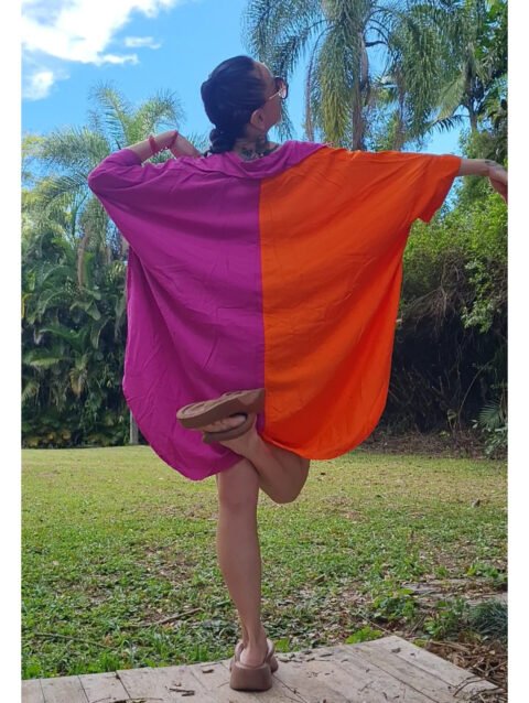 CAMISÃO CRIS MÉDIO BICOLOR FUCSIA E LARANJA