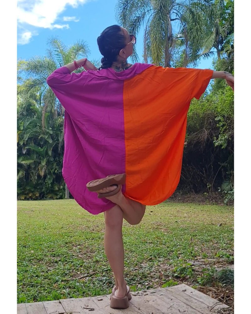 CAMISÃO CRIS MÉDIO BICOLOR FUCSIA E LARANJA