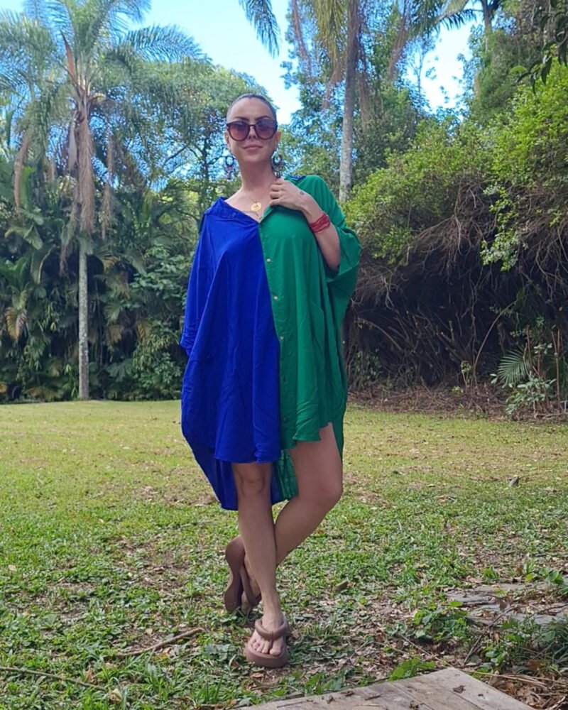 CAMISÃO CRIS MÉDIO BICOLOR AZUL E VERDE - Imagem 8