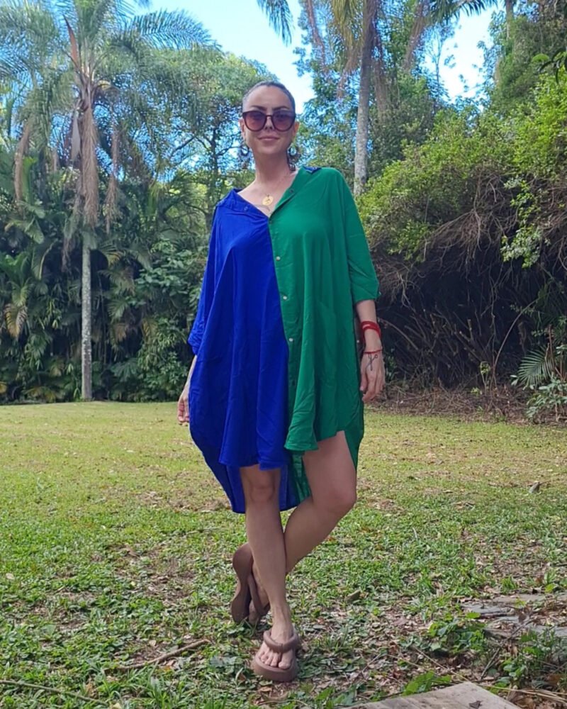 CAMISÃO CRIS MÉDIO BICOLOR AZUL E VERDE - Imagem 7