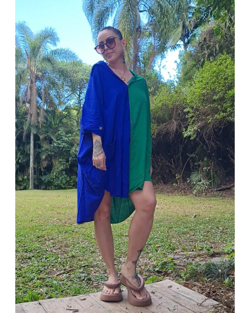 CAMISÃO CRIS MÉDIO BICOLOR AZUL E VERDE - Imagem 2