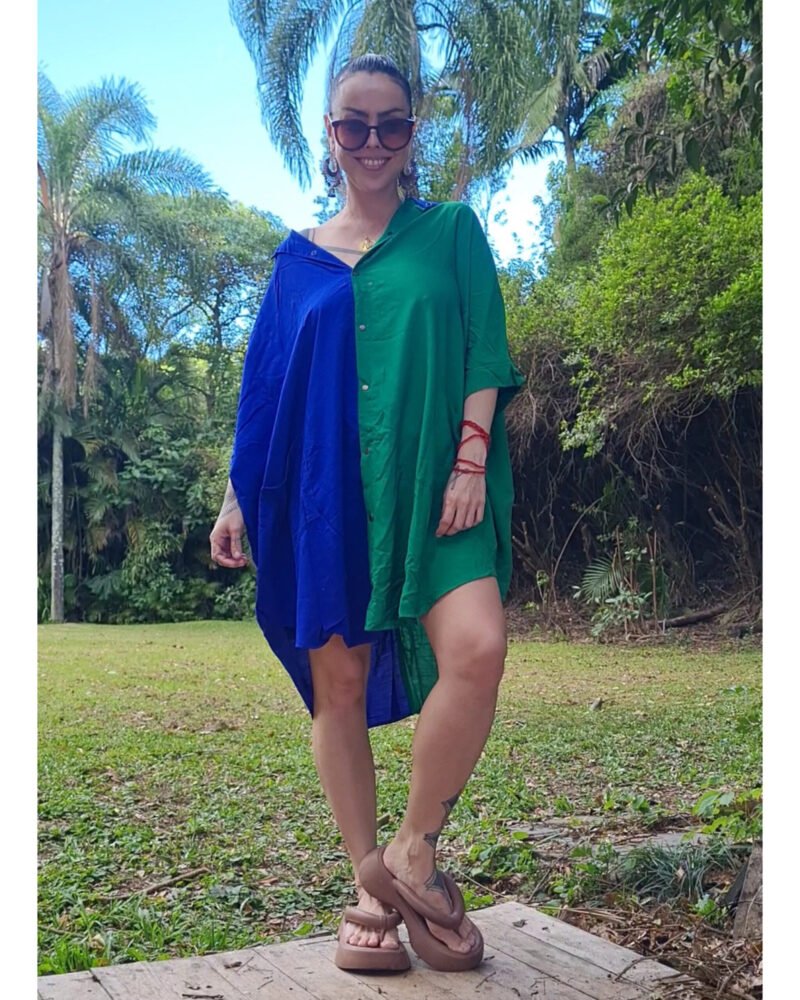 CAMISÃO CRIS MÉDIO BICOLOR AZUL E VERDE - Imagem 5