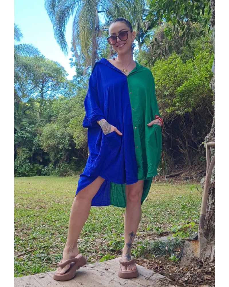 CAMISÃO CRIS MÉDIO BICOLOR AZUL E VERDE - Imagem 4