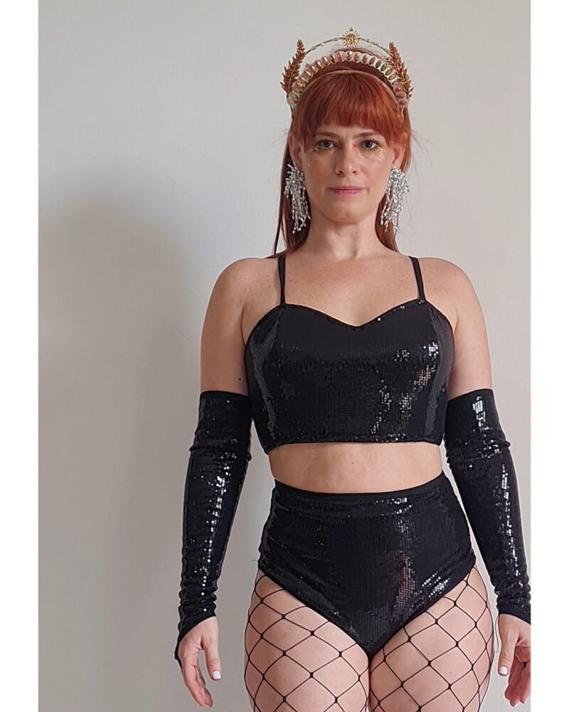 TOP CORSET PAETÊ PRETO - Imagem 5