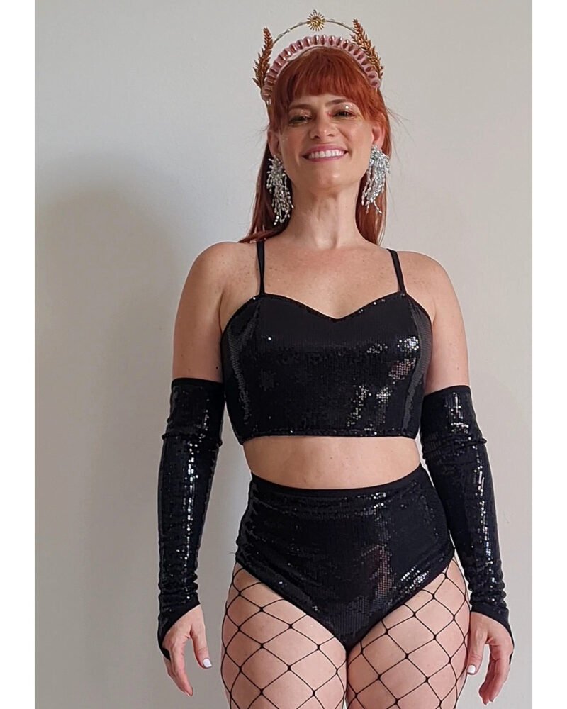 TOP CORSET PAETÊ PRETO - Imagem 2