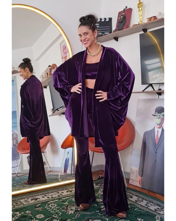 KIMONO FÊNIX VELUDO ROXO BERINJELA - Imagem 2