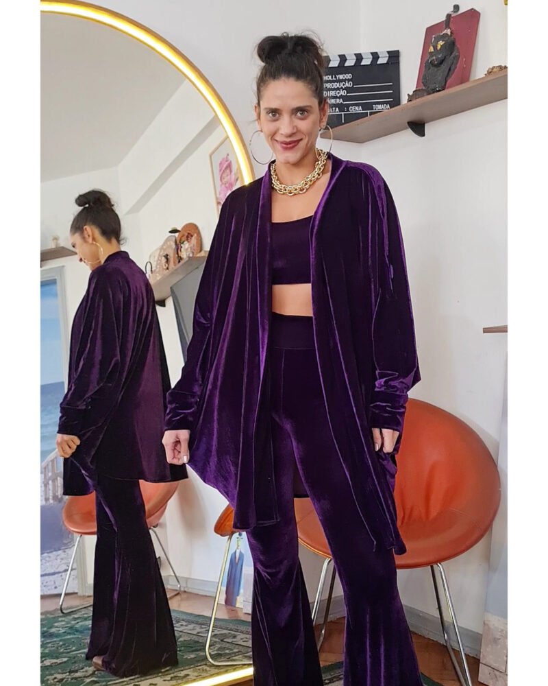 KIMONO FÊNIX VELUDO ROXO BERINJELA - Imagem 5