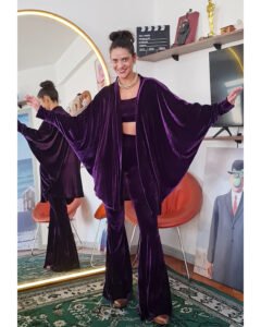 KIMONO FÊNIX VELUDO ROXO BERINJELA