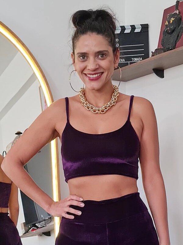 TOP REGATA VELUDO ROXO BERINJELA