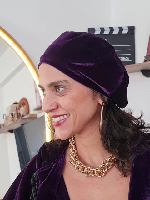 BOINA VELUDO ROXO BERINJELA
