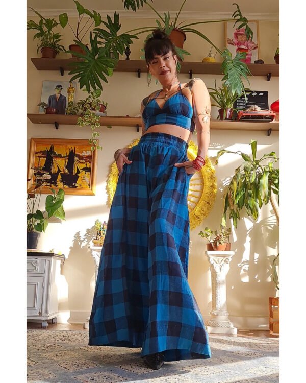 PANTALONA FLANELA XADREZ AZUL E PRETO - Imagem 2