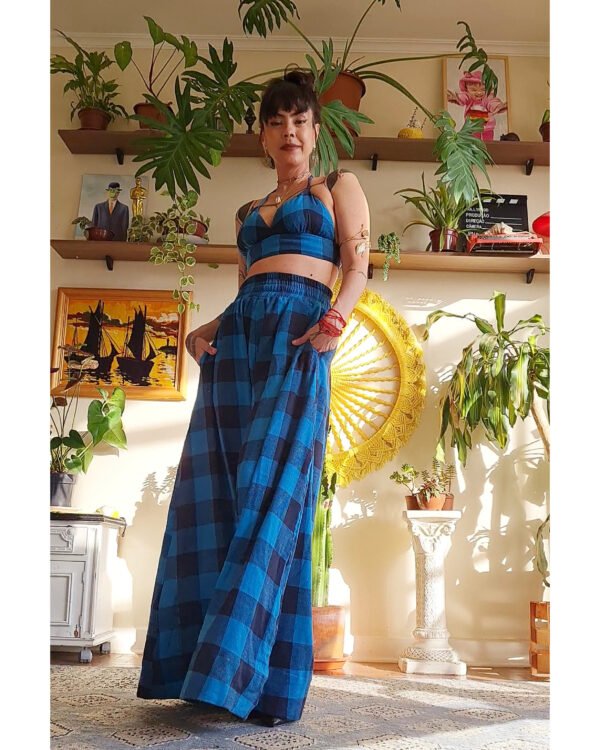 PANTALONA FLANELA XADREZ AZUL E PRETO - Imagem 3