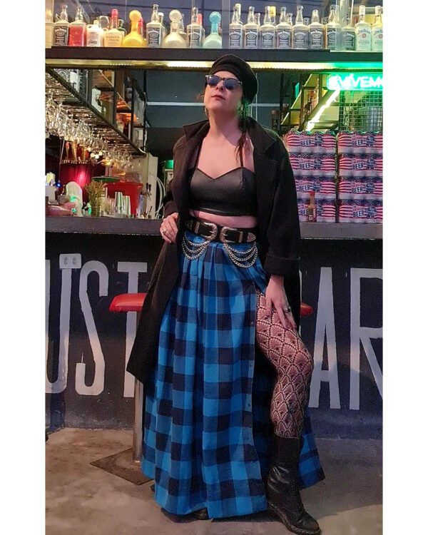 SAIA JASMIM FLANELA XADREZ AZUL E PRETO