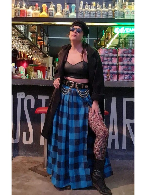 SAIA JASMIM FLANELA XADREZ AZUL E PRETO