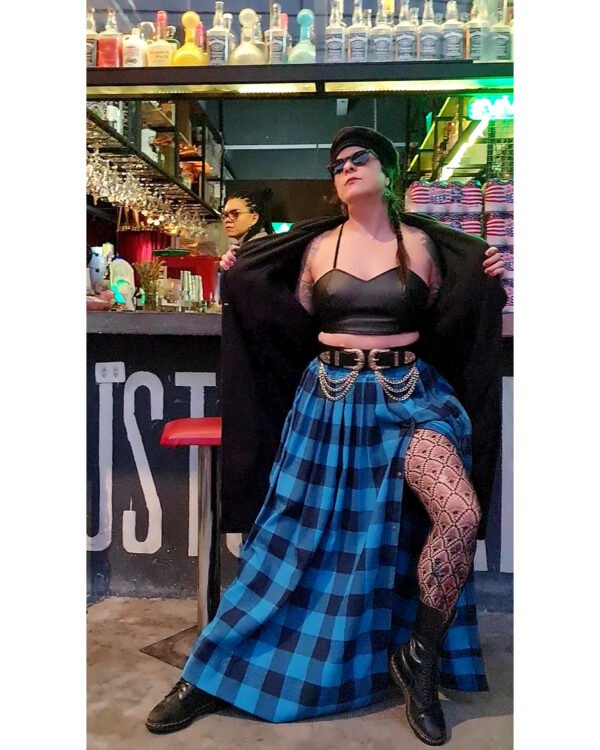 SAIA JASMIM FLANELA XADREZ AZUL E PRETO - Imagem 2