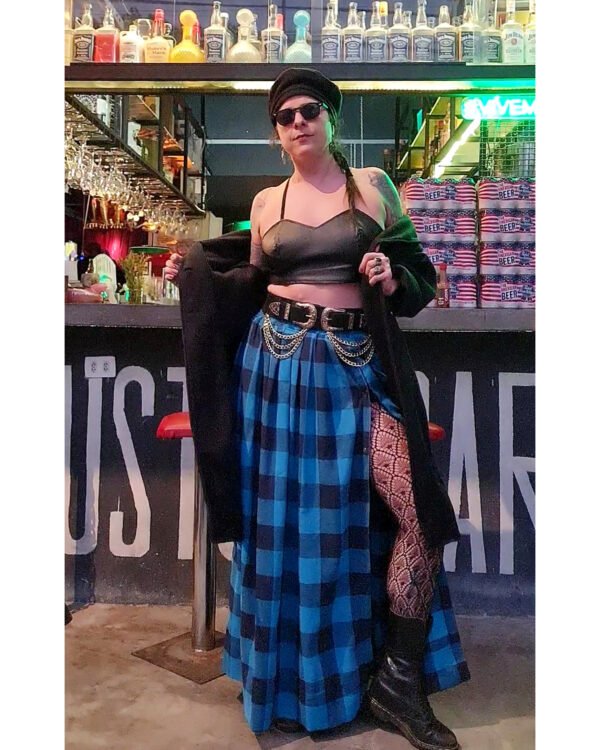 SAIA JASMIM FLANELA XADREZ AZUL E PRETO - Imagem 3