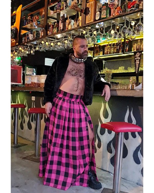 SAIA JASMIM FLANELA XADREZ PINK E PRETO - Imagem 3
