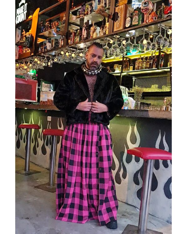 SAIA JASMIM FLANELA XADREZ PINK E PRETO - Imagem 4