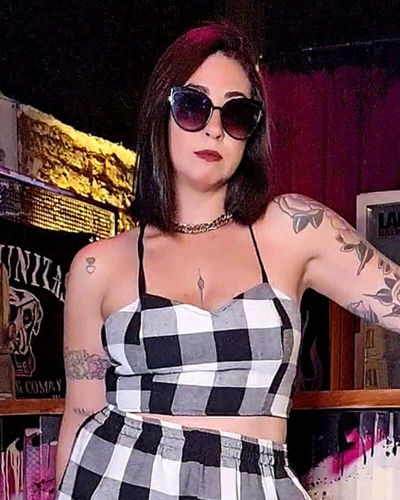 TOP CORSET DUPLA FACE COURO E FLANELA XADREZ BRANCO E PRETO