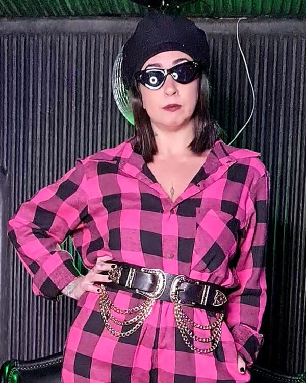 CAMISA MARIA JOÃO MANGA LONGA FLANELA XADREZ PINK E PRETO - Imagem 2