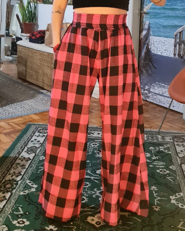 PANTALONA FLANELA XADREZ PINK E PRETO