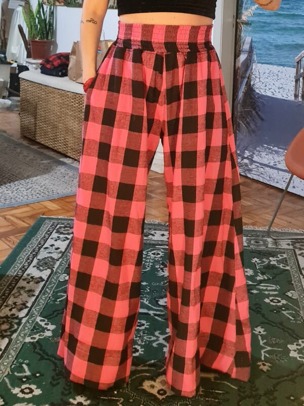 PANTALONA FLANELA XADREZ PINK E PRETO