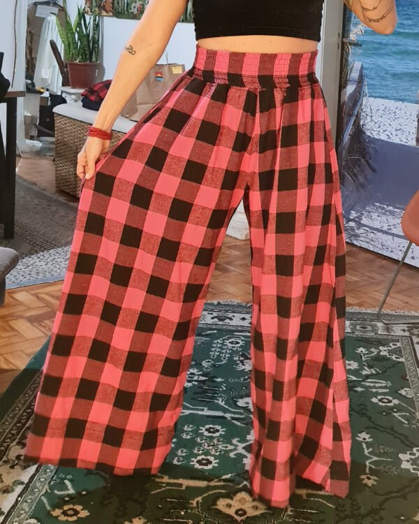 PANTALONA FLANELA XADREZ PINK E PRETO - Imagem 3