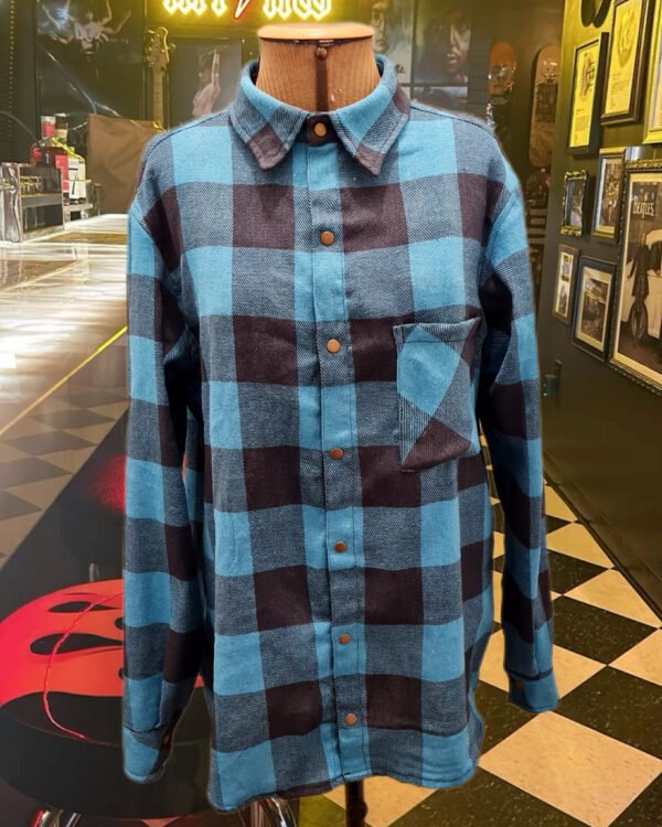 CAMISA MARIA JOÃO MANGA LONGA FLANELA XADREZ AZUL E PRETA
