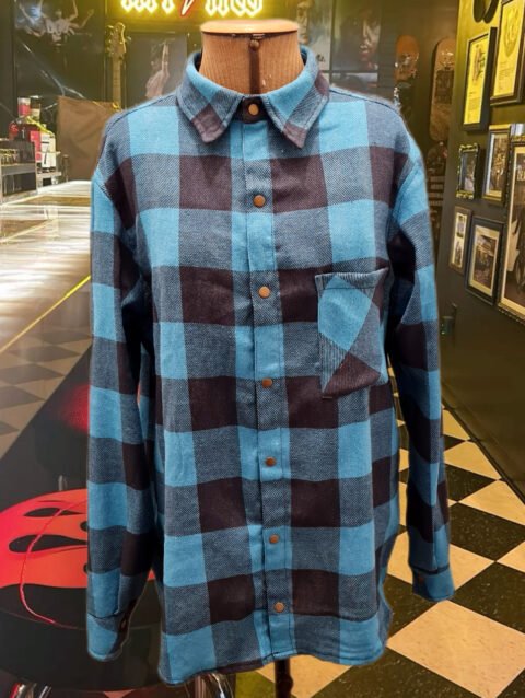 CAMISA MARIA JOÃO MANGA LONGA FLANELA XADREZ AZUL E PRETA