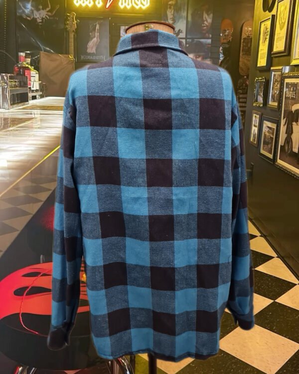 CAMISA MARIA JOÃO MANGA LONGA FLANELA XADREZ AZUL E PRETA - Imagem 2