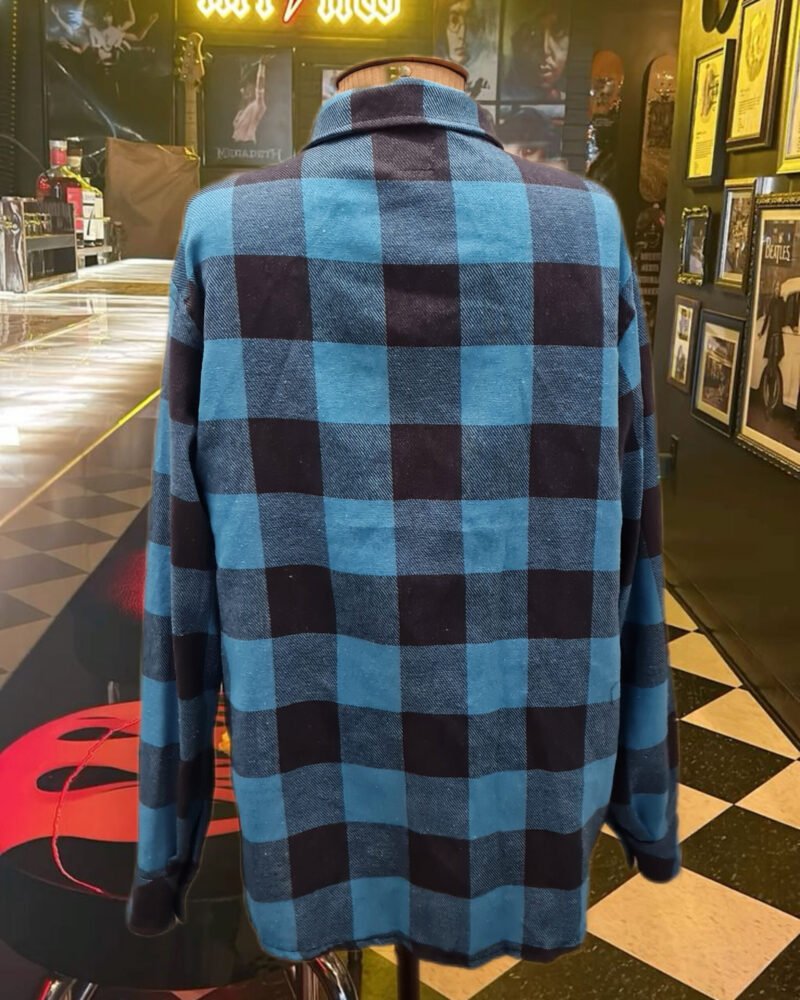 CAMISA MARIA JOÃO MANGA LONGA FLANELA XADREZ AZUL E PRETA - Imagem 2