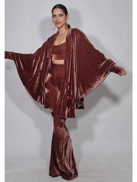 KIMONO FÊNIX VELUDO MARROM