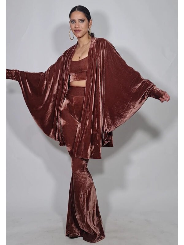 KIMONO FÊNIX VELUDO MARROM