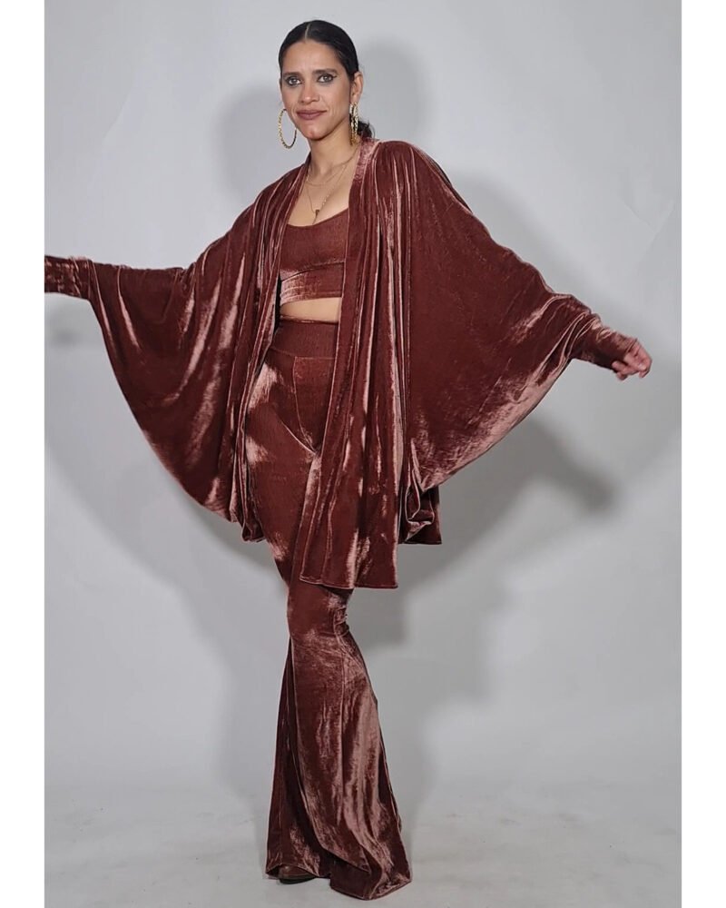 KIMONO FÊNIX VELUDO MARROM