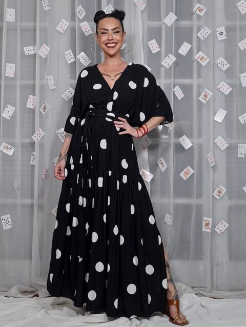 VESTIDO FÊNIX LONGO BOLAS