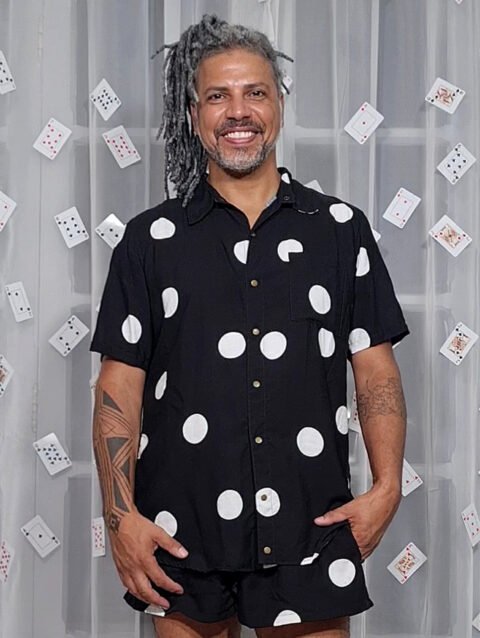 CAMISA MARIA JOÃO MANGA CURTA PRETA BOLAS