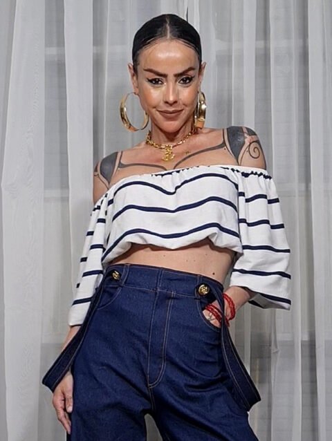 BLUSA JOANA LISTRADA ALTO MAR