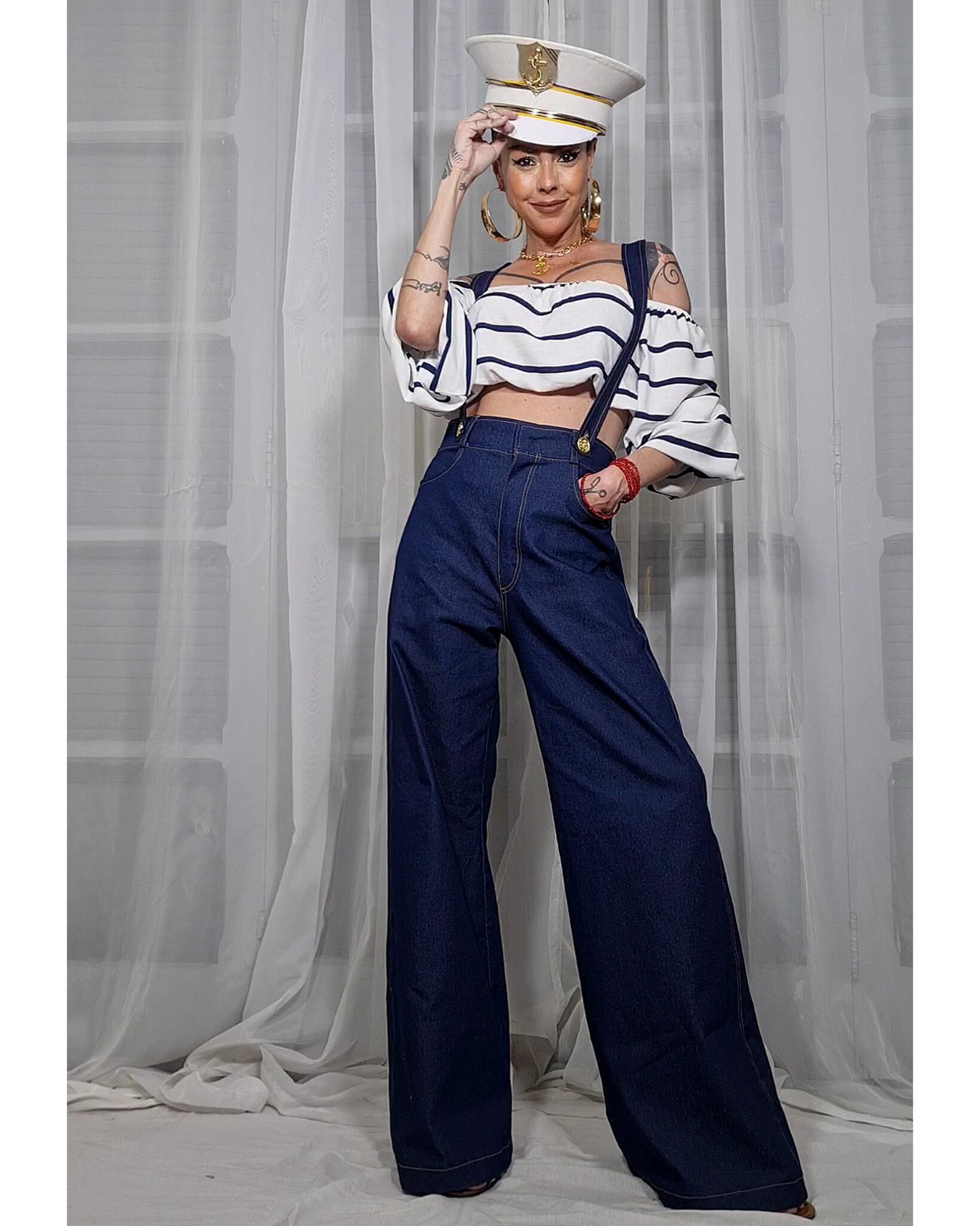 JARDINEIRA JEANS ALTO MAR