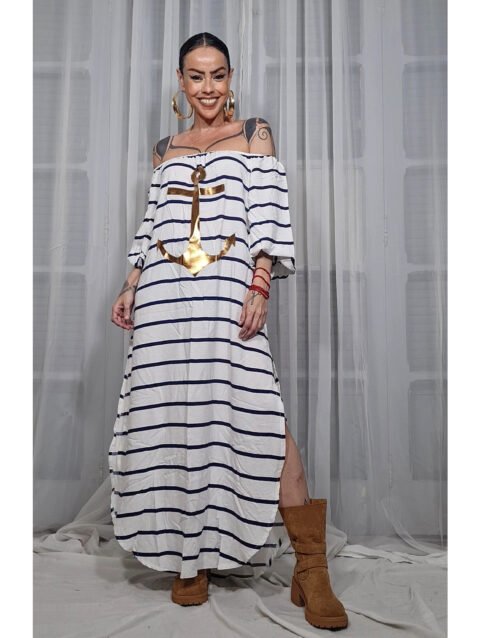 VESTIDO JOANA LONGO ÂNCORA ALTO MAR